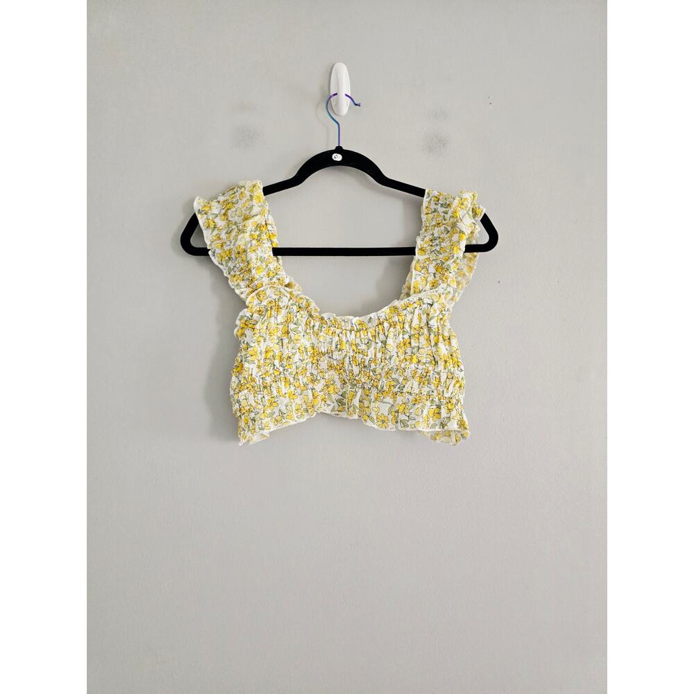 Sky To Moon White Floral Crop Top M NWT